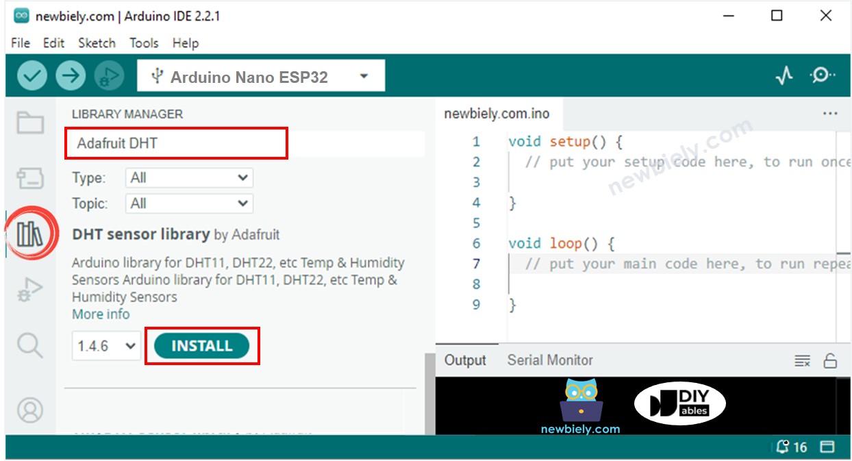 아두이노 나노 ESP32 dht sensor 라이브러리