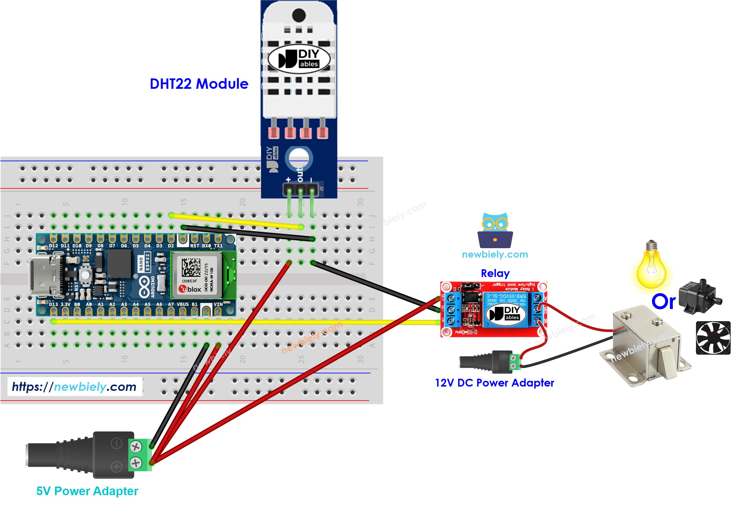 아두이노 나노 ESP32 dht22 sensor 릴레이 연결 배선도