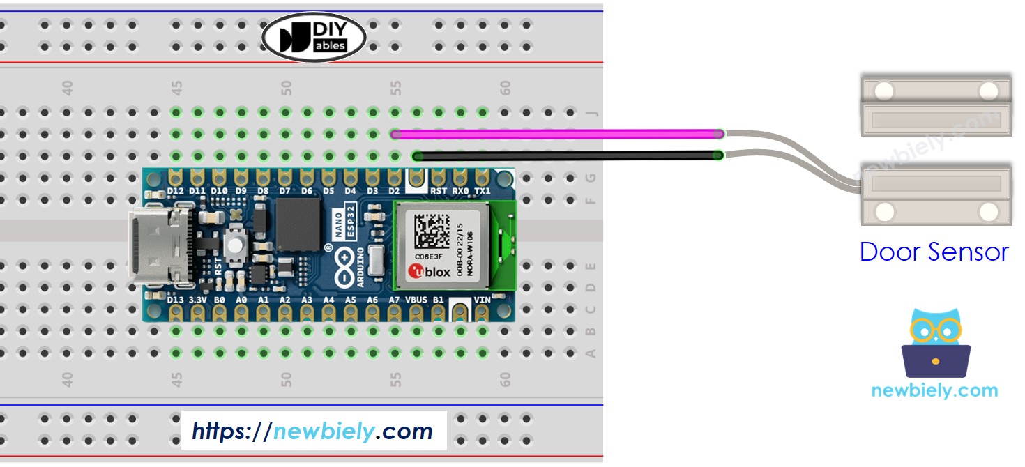 Arduino Nano ESP32 Door Sensor Wiring Diagram