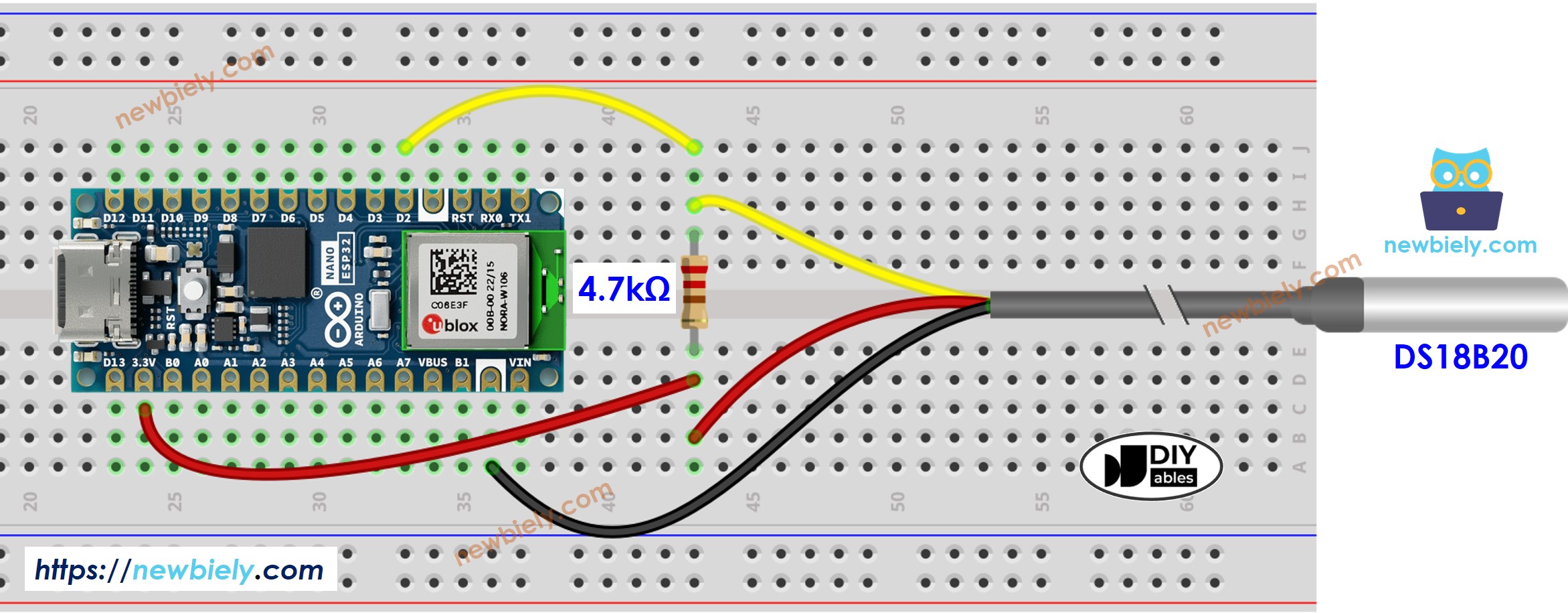 Arduino Nano ESP32 Temperature Sensor Wiring Diagram