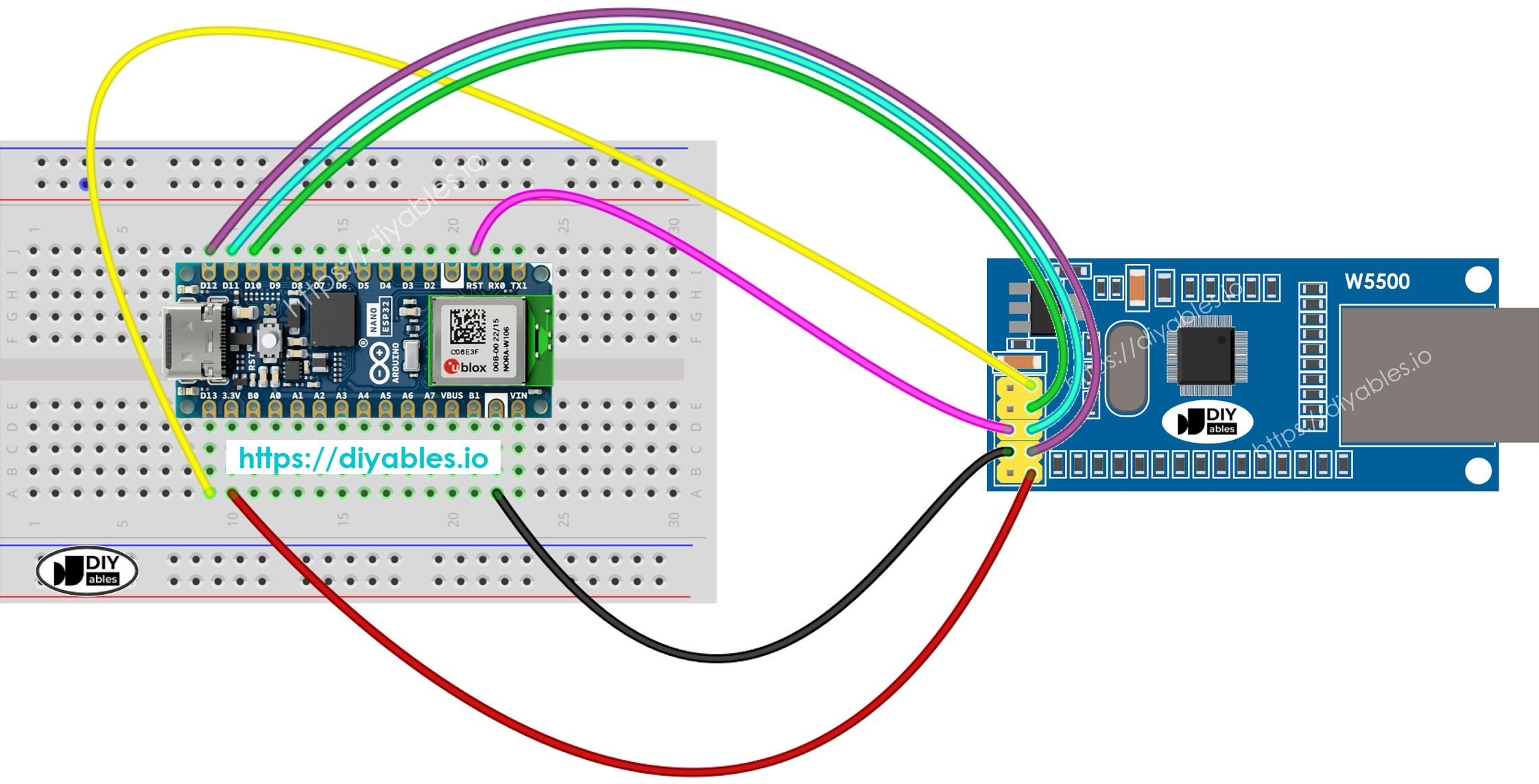 아두이노 나노 ESP32 이더넷 모듈 배선도