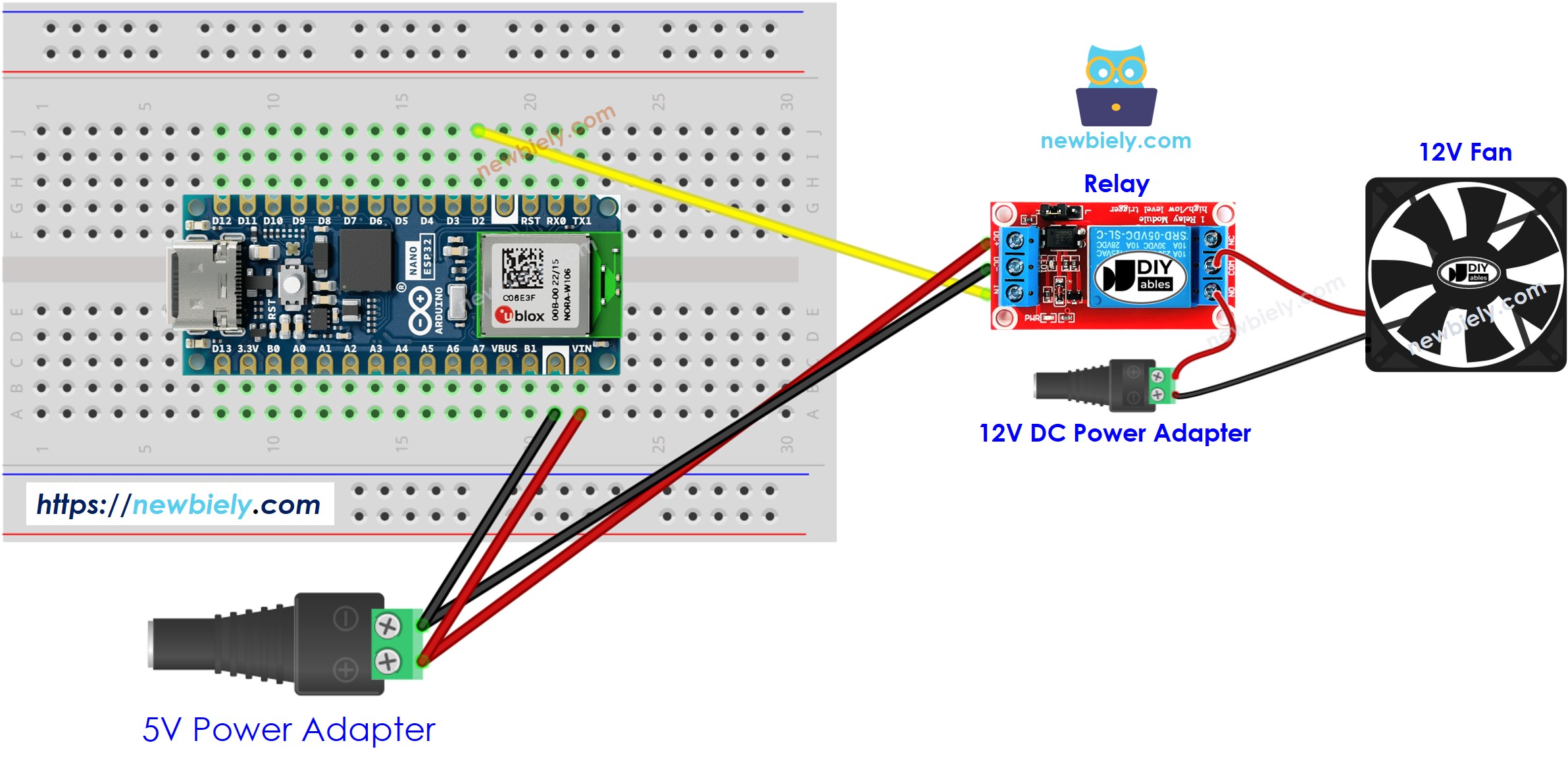 Arduino Nano ESP32 Fan Wiring Diagram