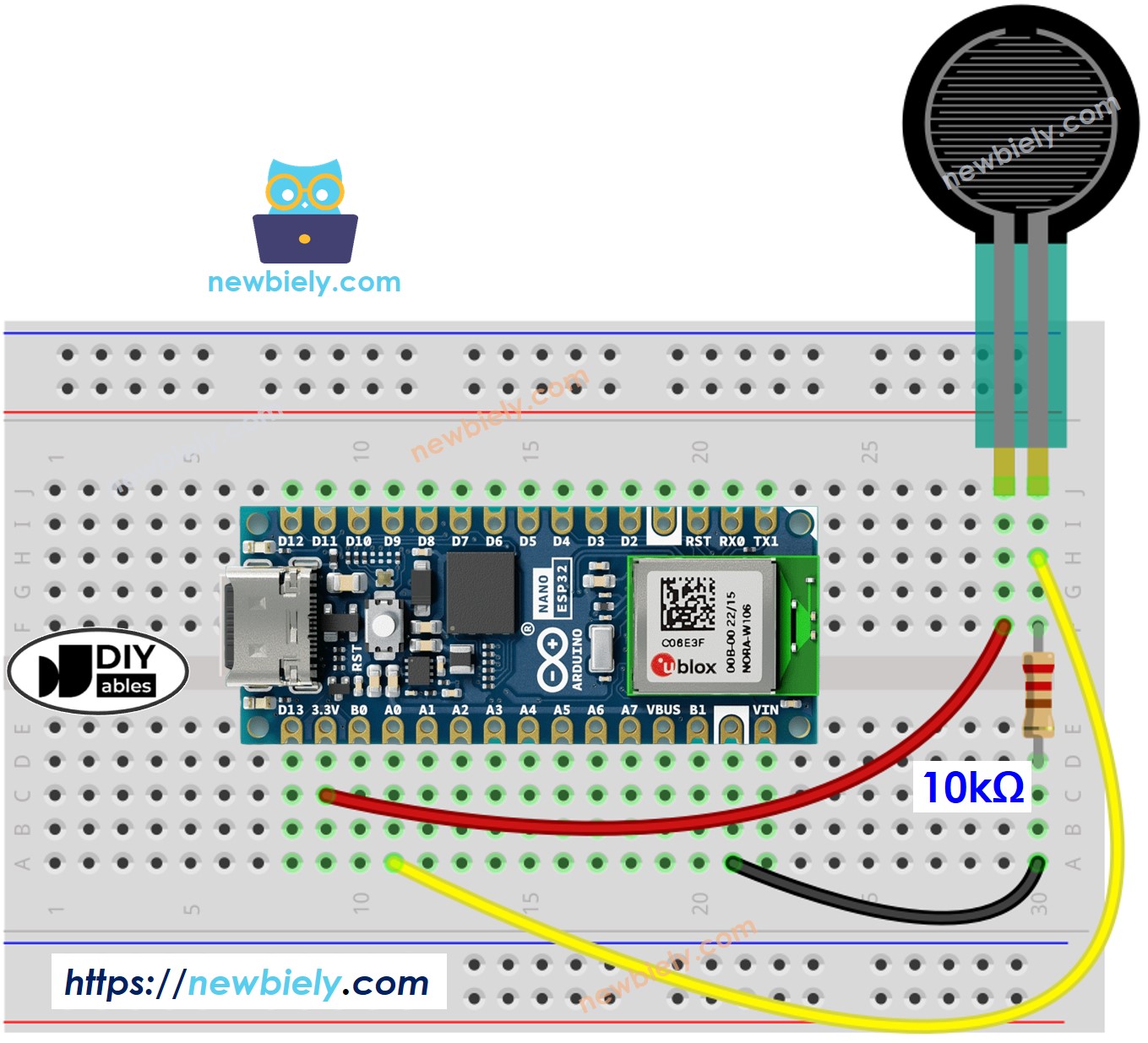 Arduino Nano ESP32 Force Wiring Diagram