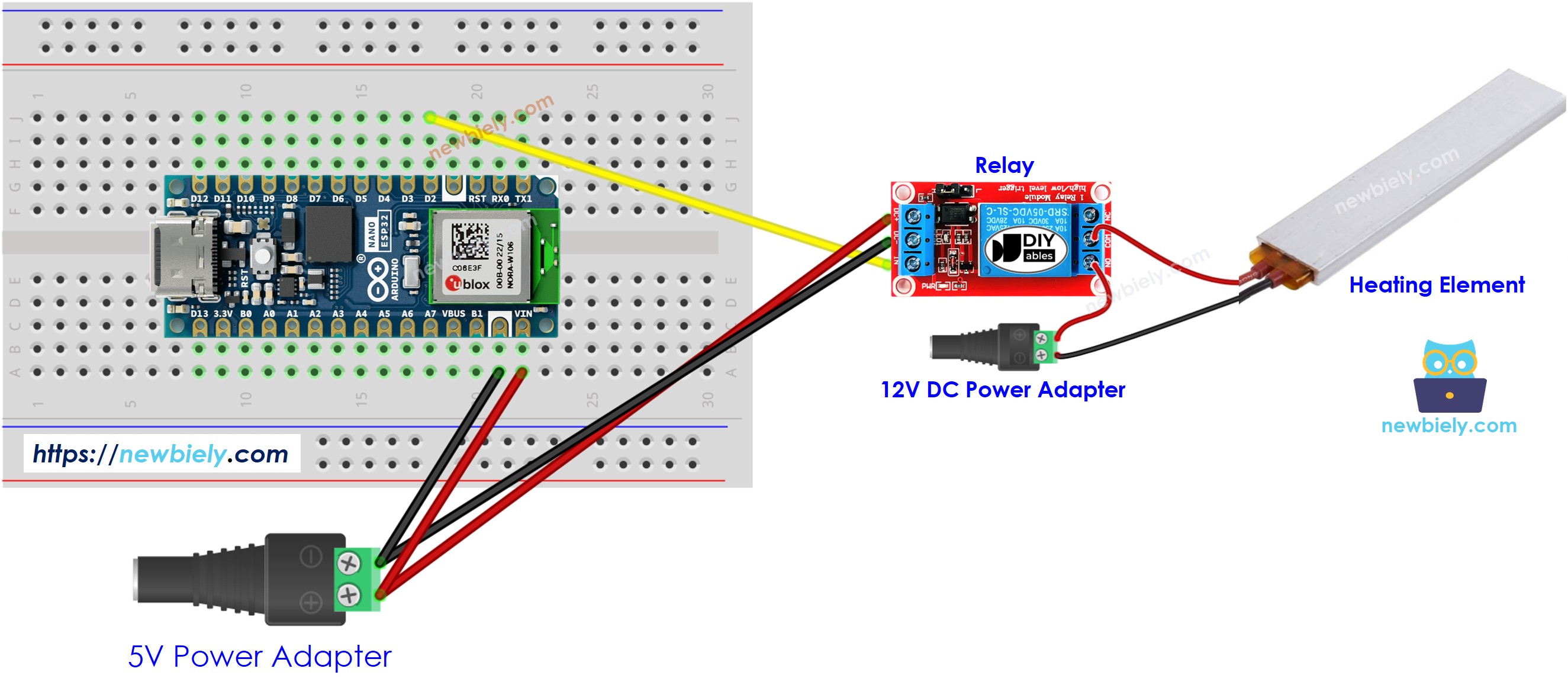 Arduino Nano ESP32 Heating Element Wiring Diagram