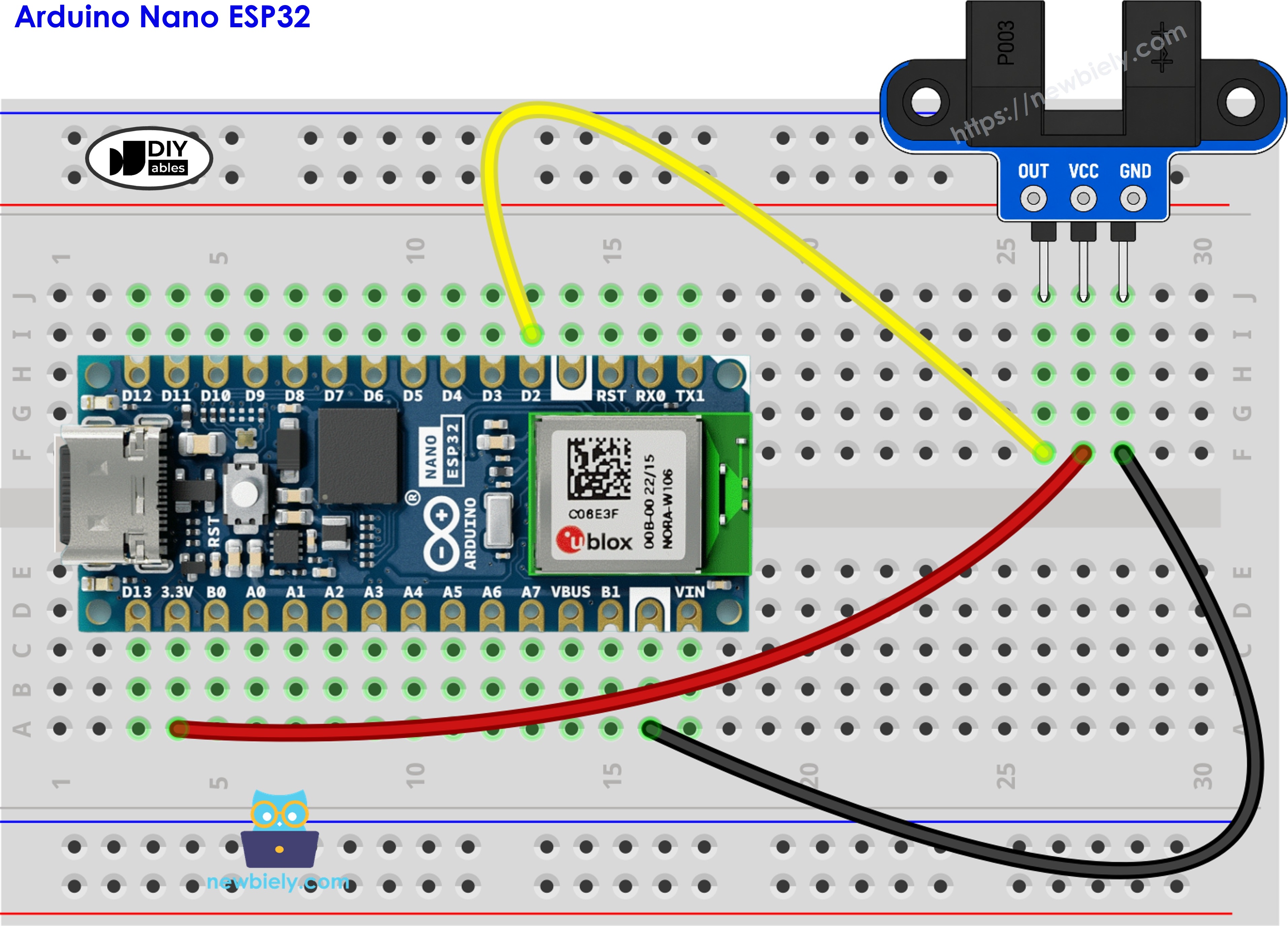 아두이노 나노 ESP32 ir 슬롯형 광학 속도 센서 배선도