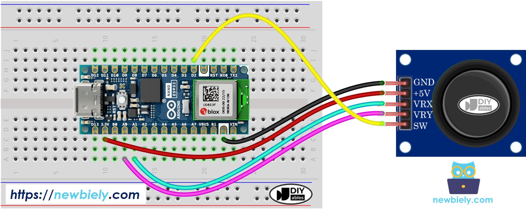 Arduino Nano ESP32 Joystick Wiring Diagram