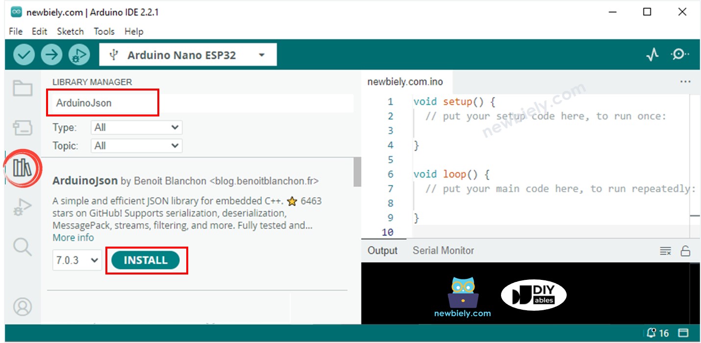 아두이노 나노 ESP32 json 라이브러리