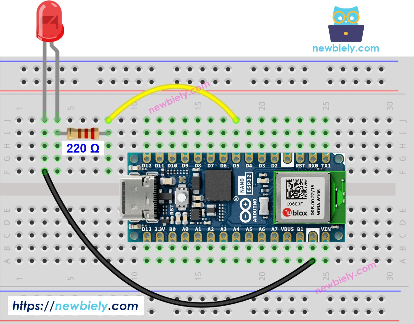 아두이노 나노 ESP32 LED 연결 배선도