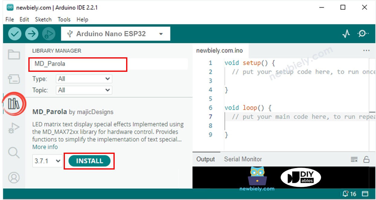 Arduino Nano ESP32 MD_Parola library