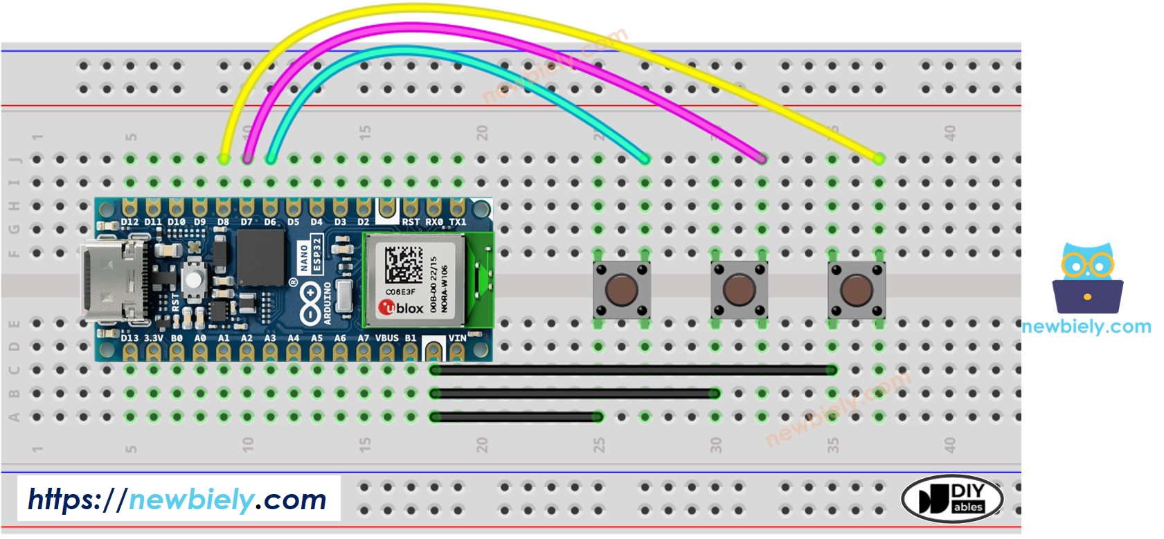 아두이노 나노 ESP32 버튼 라이브러리 연결 배선도