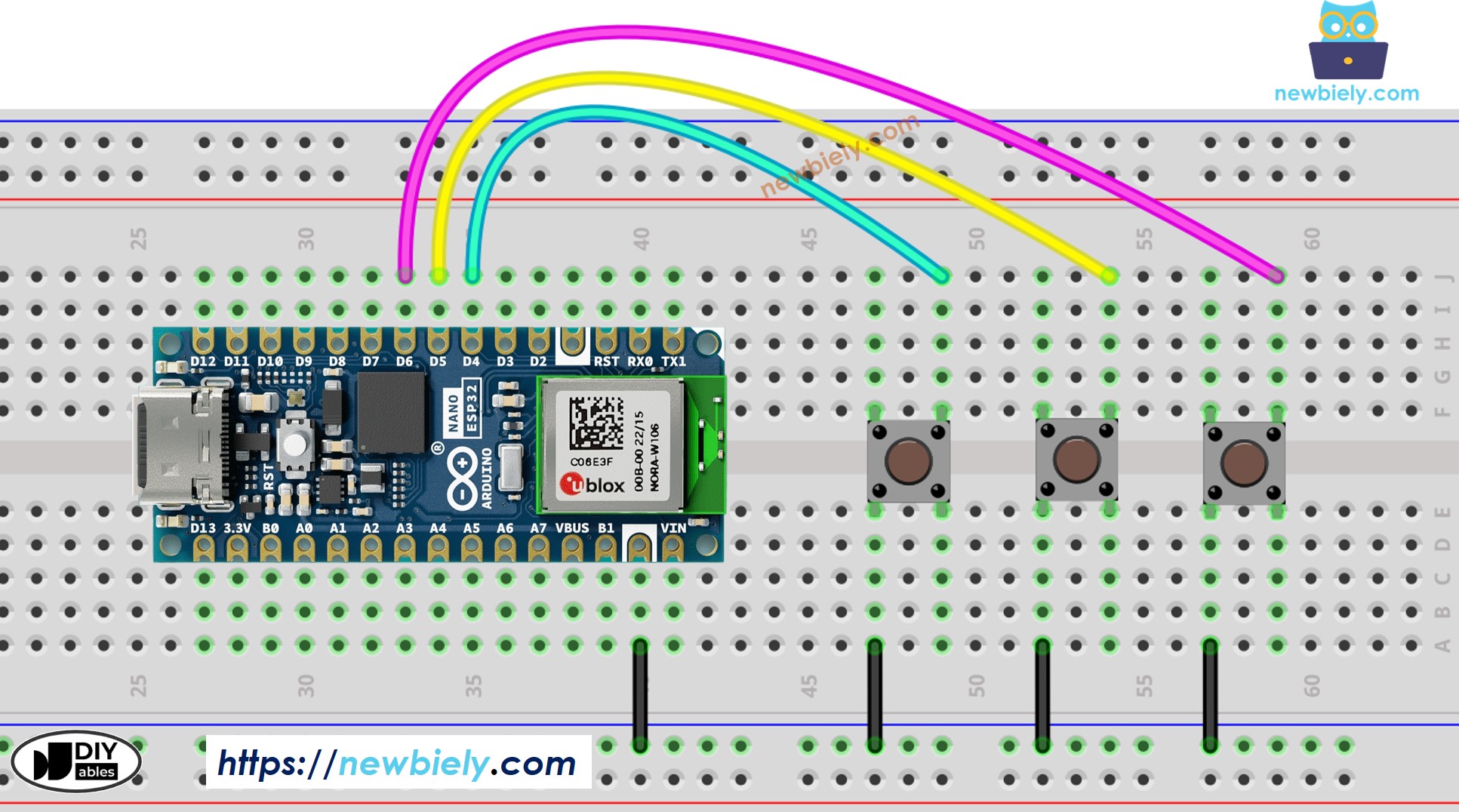 아두이노 나노 ESP32 multiple 버튼 연결 배선도