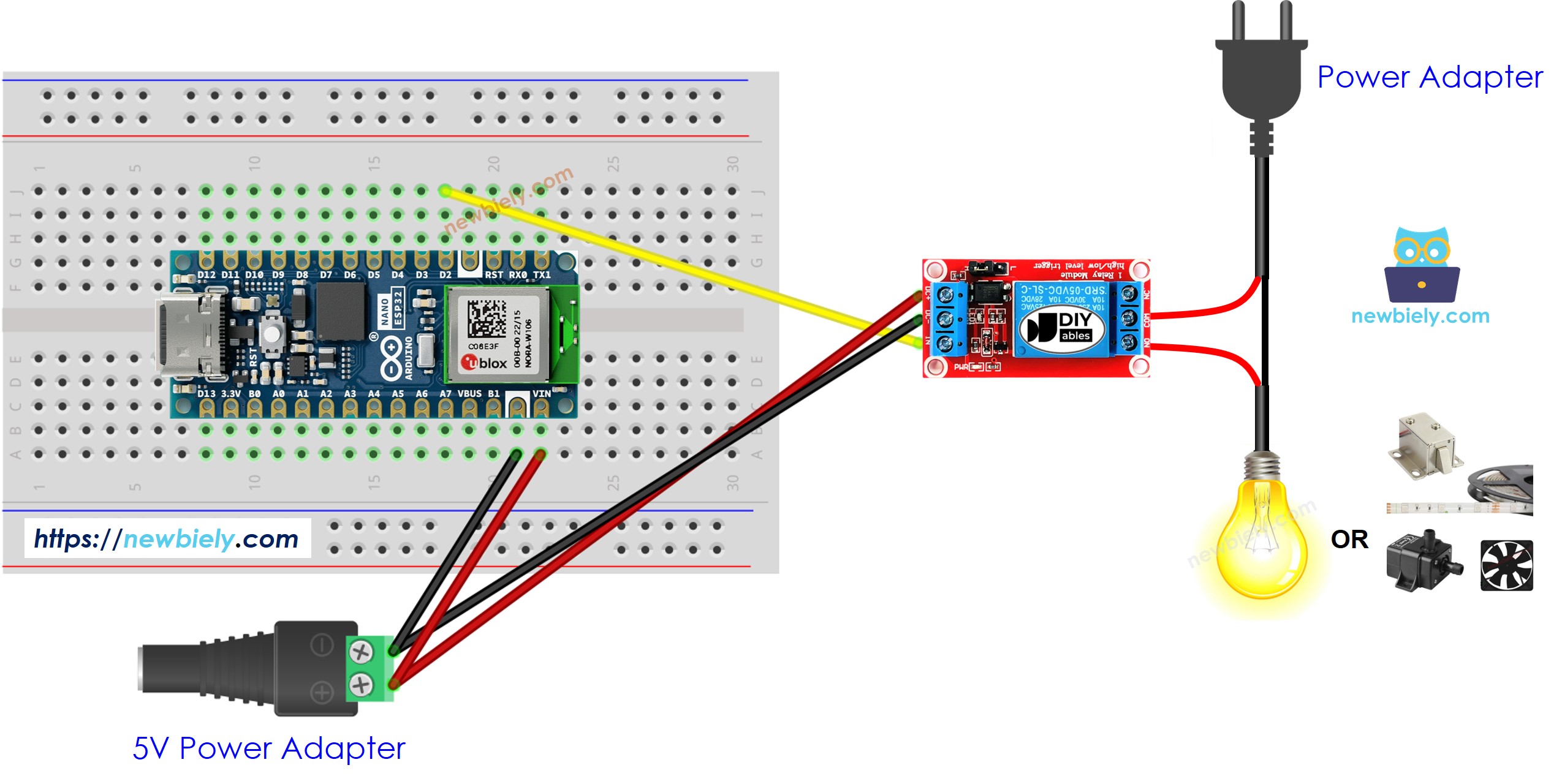 Arduino Nano ESP32 Relay Wiring Diagram