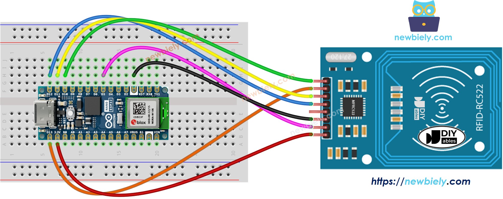 아두이노 나노 ESP32 RFID rc522 연결 배선도