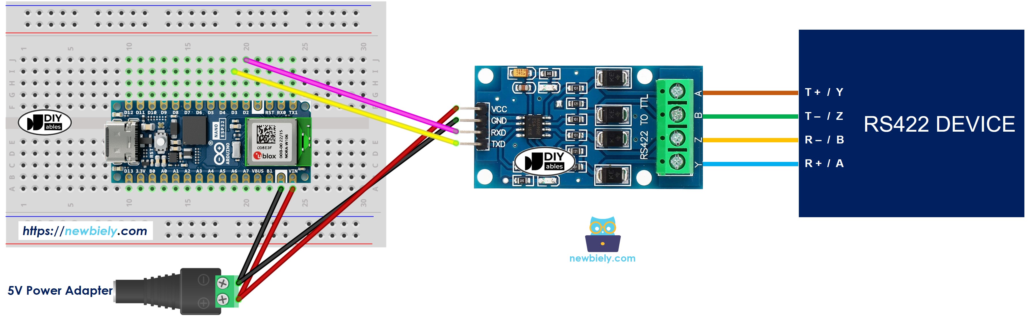 아두이노 나노 ESP32 ttl to rs422 연결 배선도