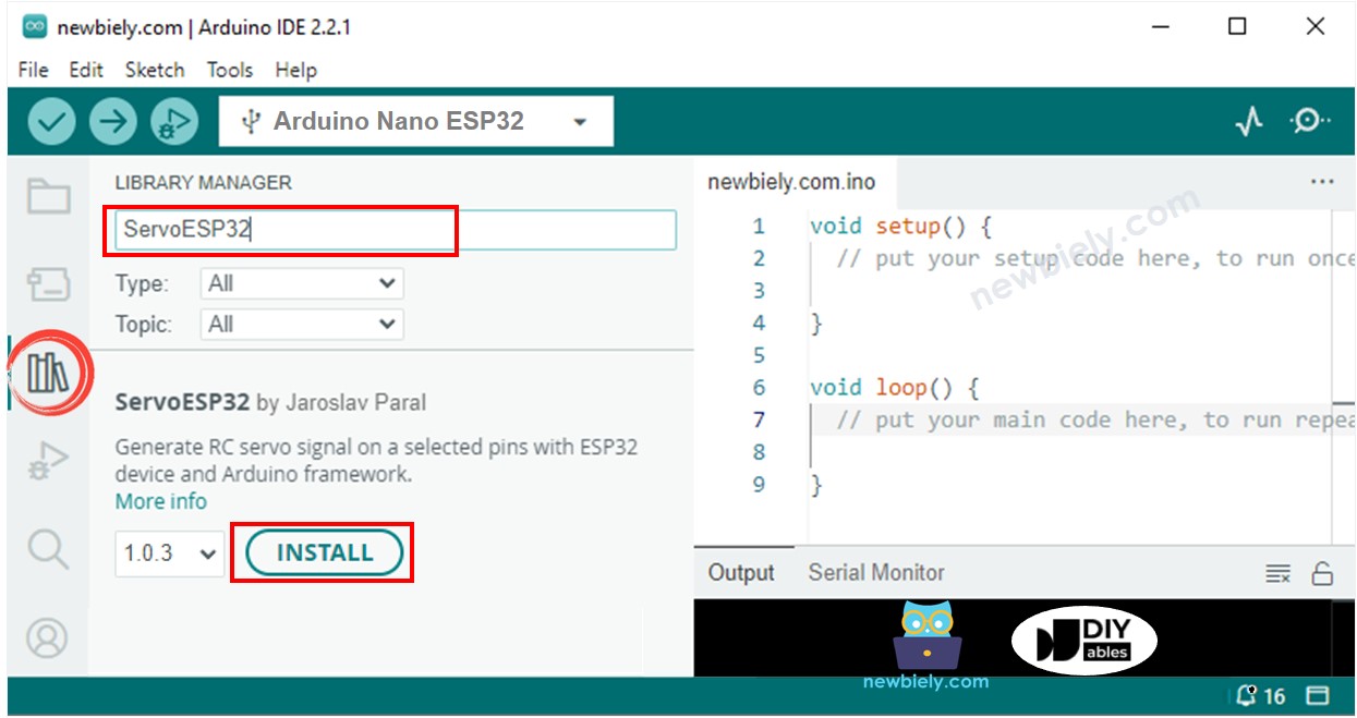 아두이노 나노 ESP32 서보 모터 라이브러리