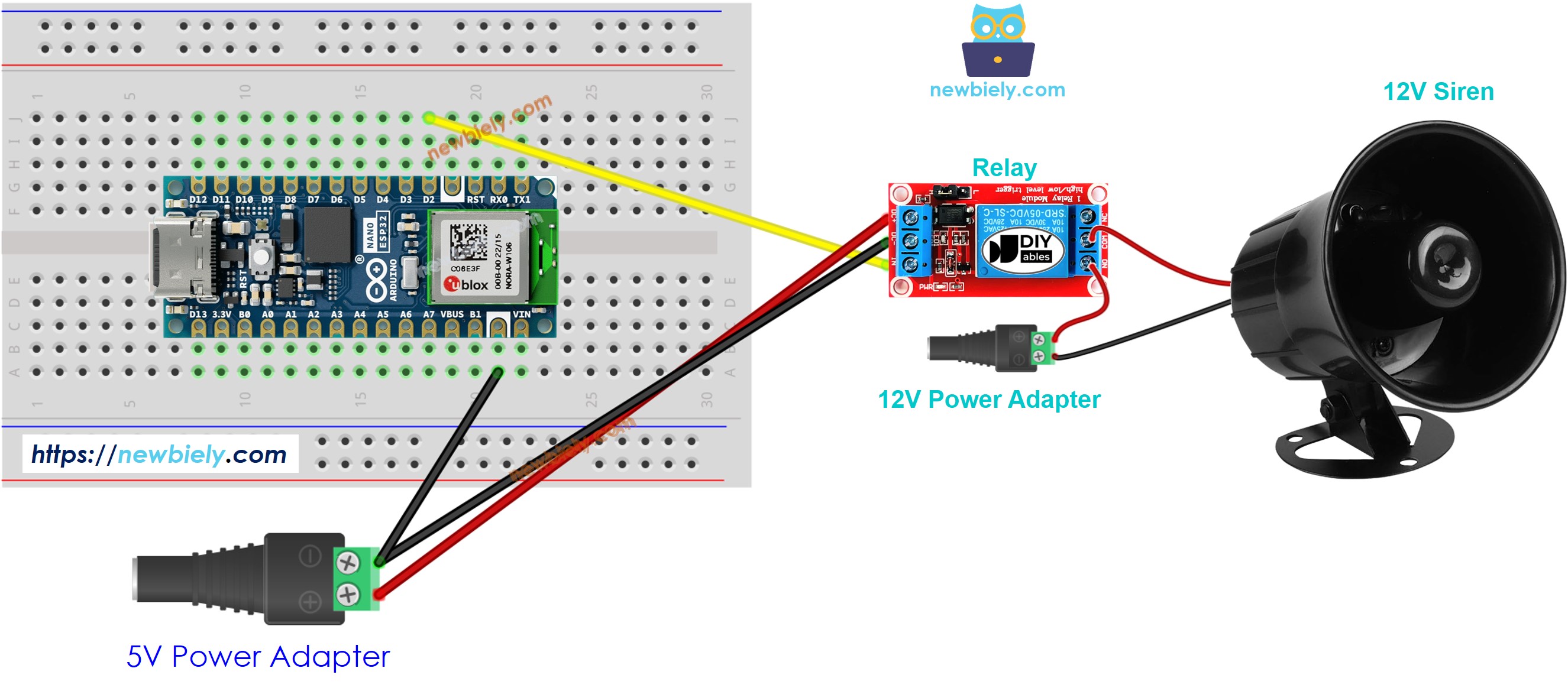 아두이노 나노 ESP32 12v siren 연결 배선도