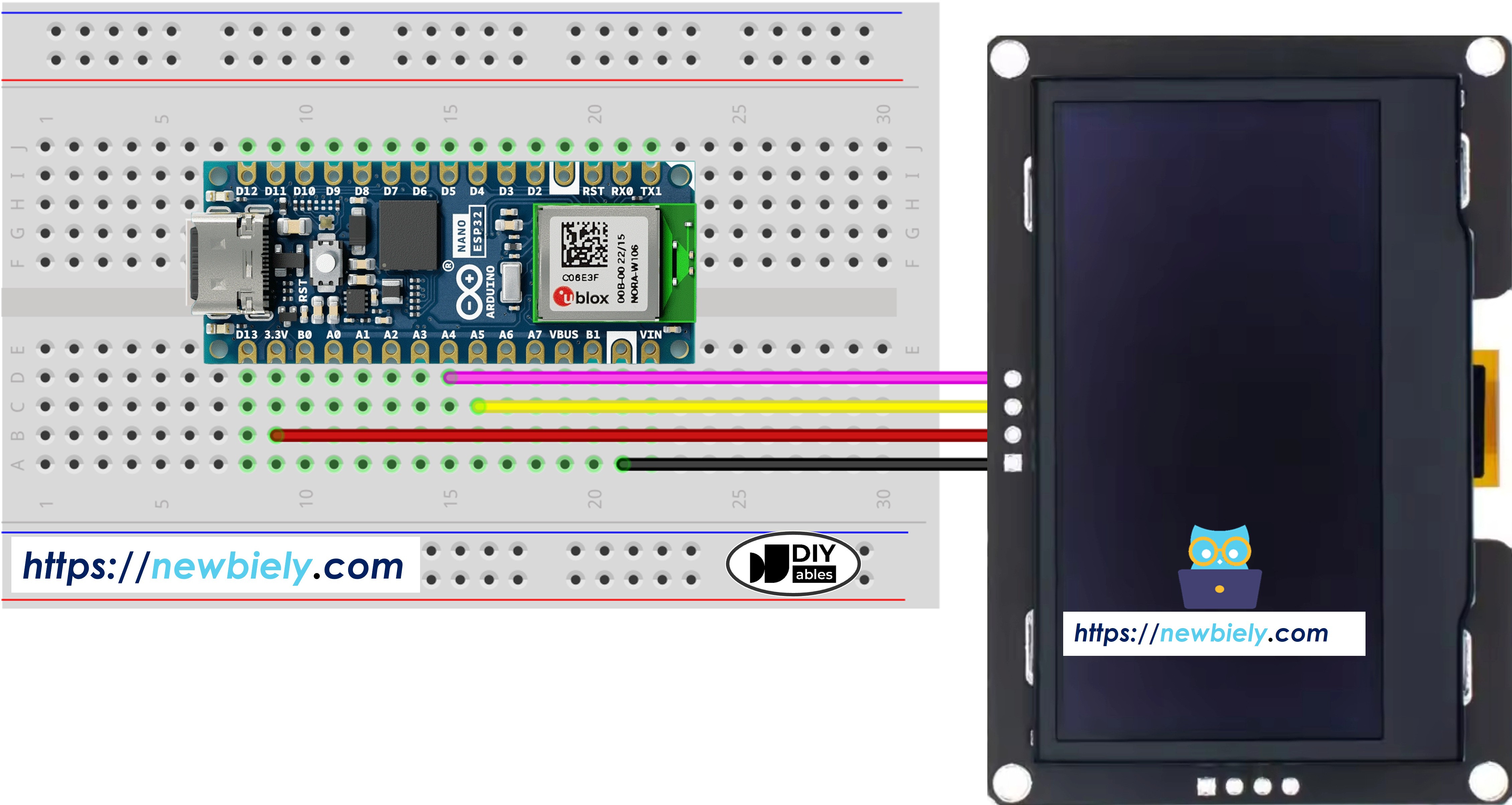아두이노 나노 ESP32 ssd1309 oLED 배선 다이어그램