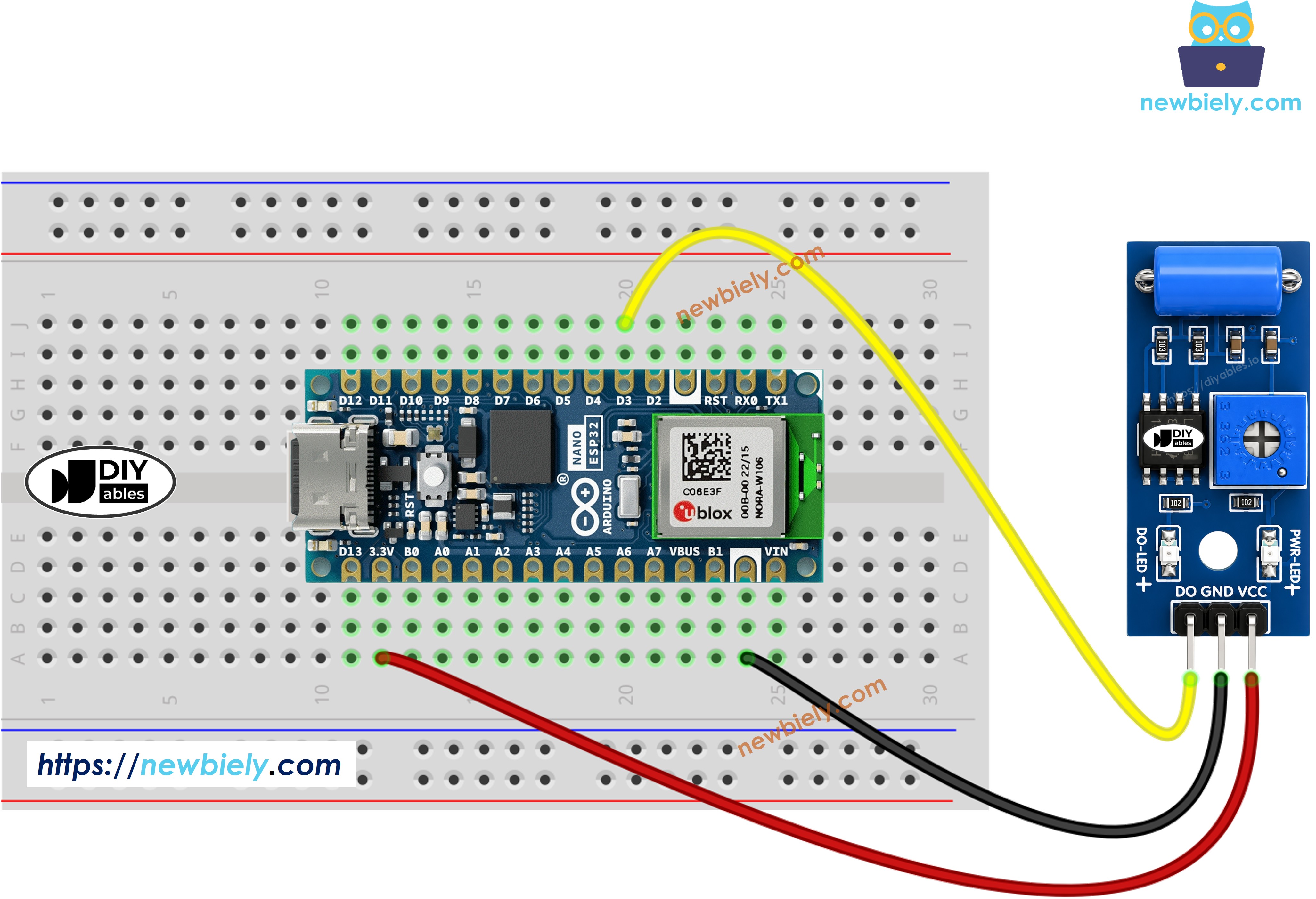 아두이노 나노 ESP32 sw-420 진동 센서 배선도
