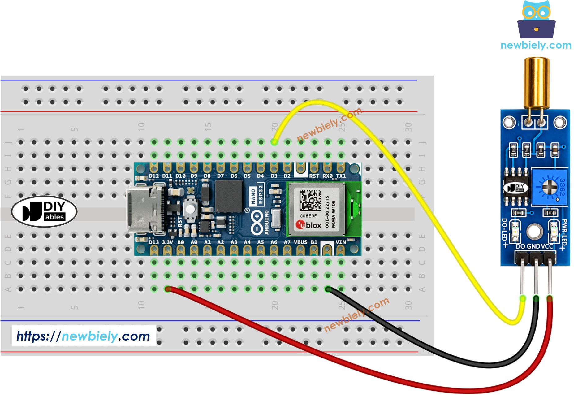 아두이노 나노 ESP32 sw520d 기울기 센서 배선 다이어그램