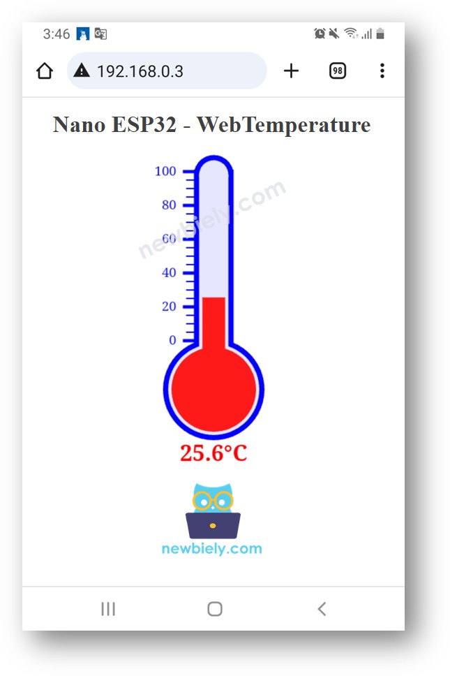 아두이노 나노 ESP32 temperature web browser server