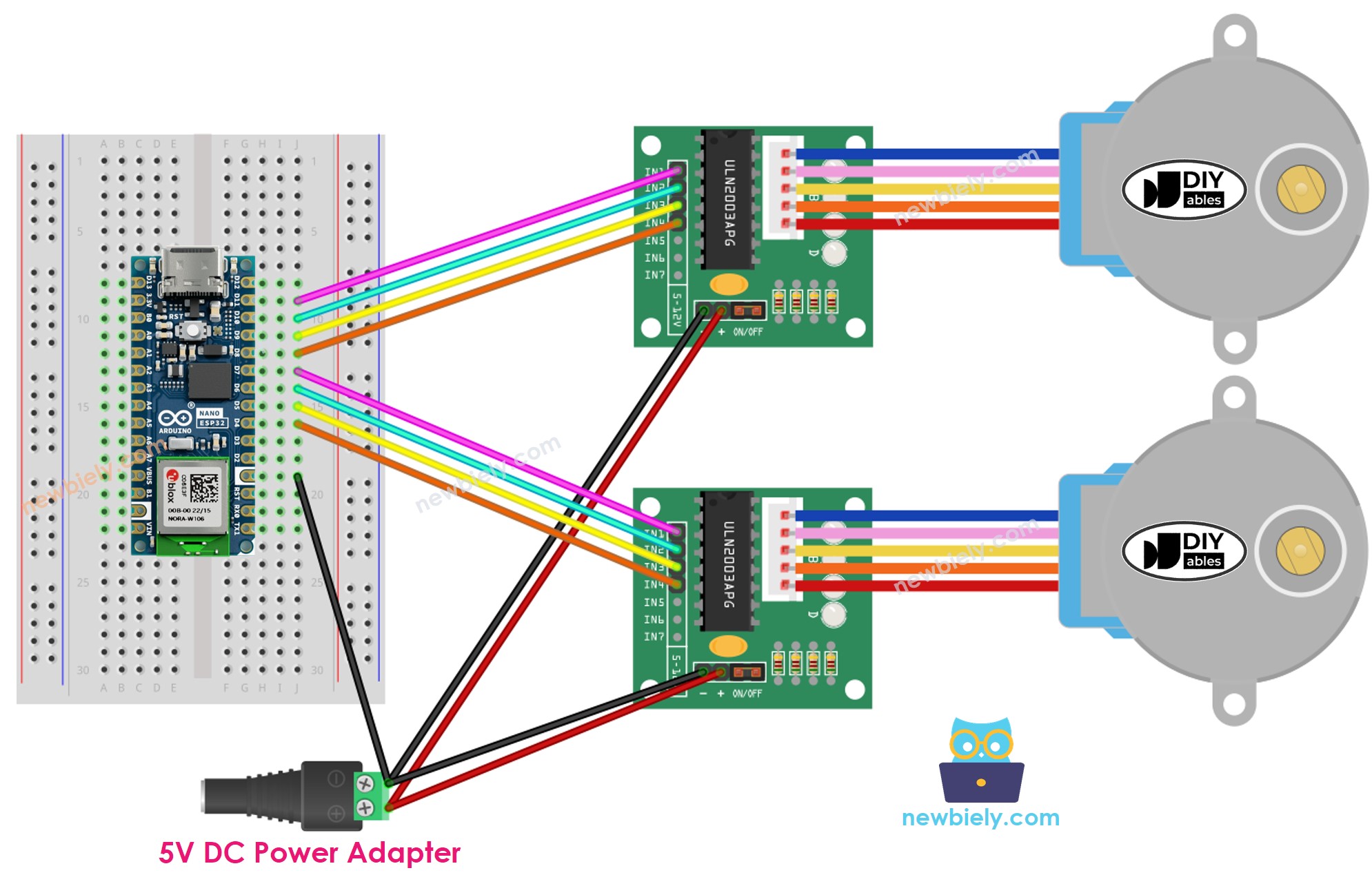 아두이노 나노 ESP32 - 28BYJ-48 스테퍼 모터 ULN2003 드라이버