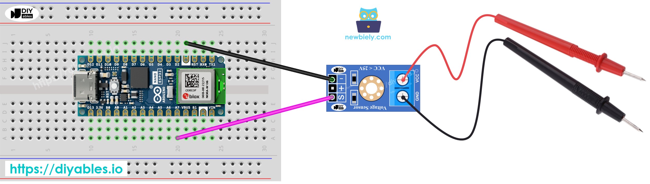 아두이노 나노 ESP32 전압 센서 배선도