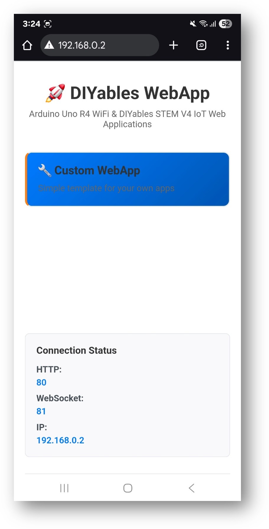 아두이노 나노 ESP32 diyaBLEs webapp 홈 페이지 - 웹 커스텀 앱 포함