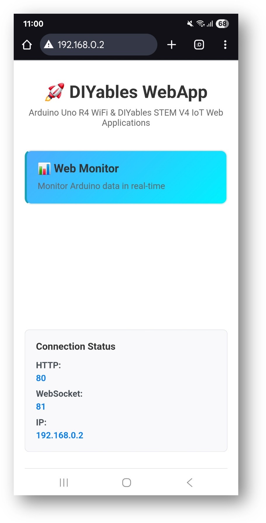 아두이노 나노 ESP32 diyaBLEs webapp 웹 모니터 앱이 있는 홈 페이지