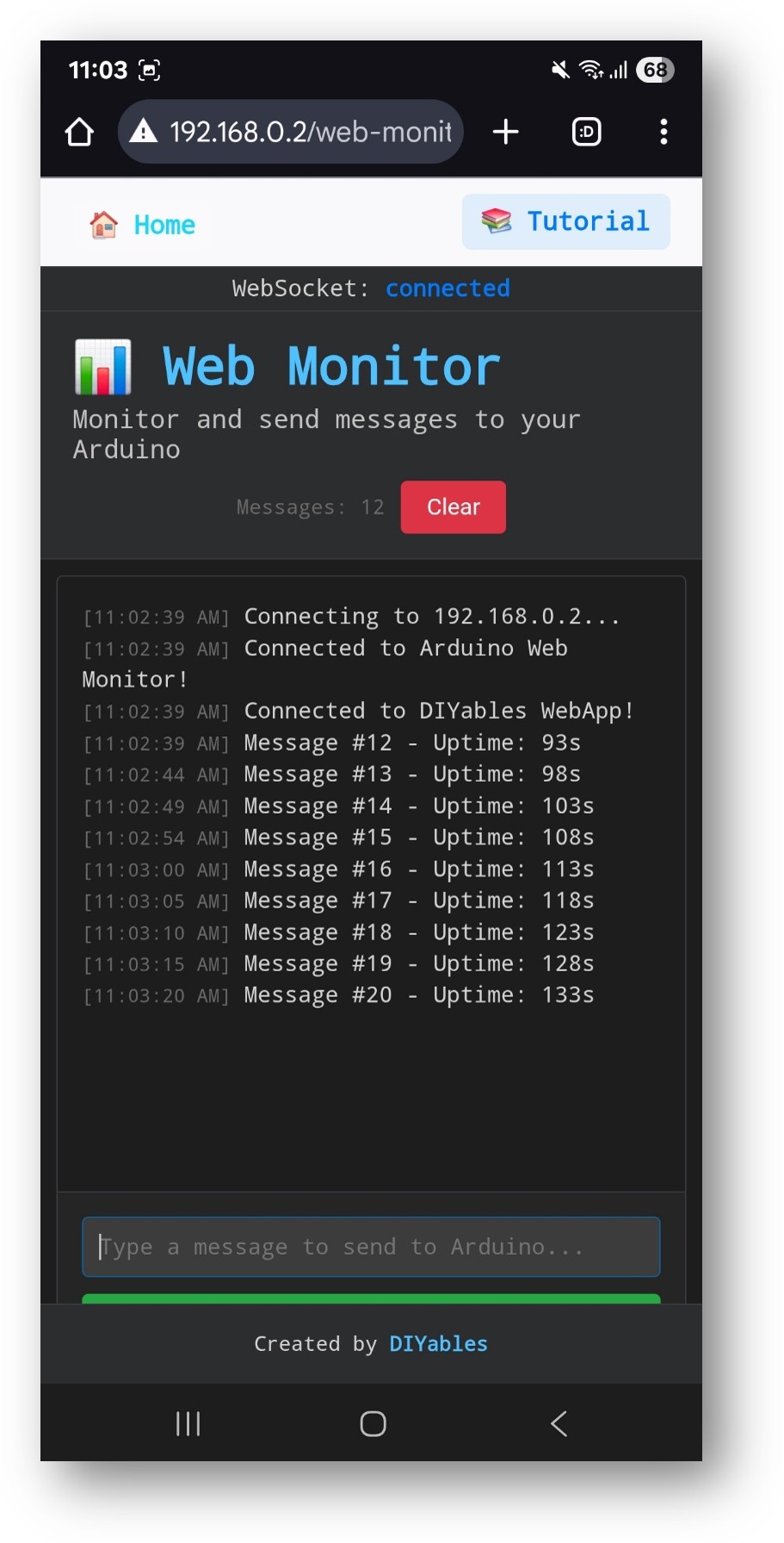 아두이노 나노 ESP32 diyaBLEs webapp 웹 모니터 앱