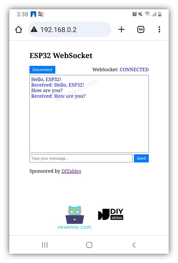 아두이노 나노 ESP32 websocket chat server