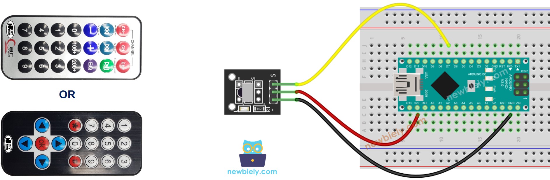 Arduino Nano IR Remote Control Wiring Diagram