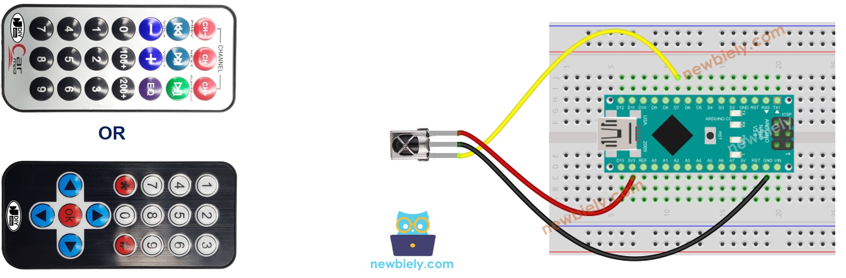 Arduino Nano IR Remote Control Wiring Diagram