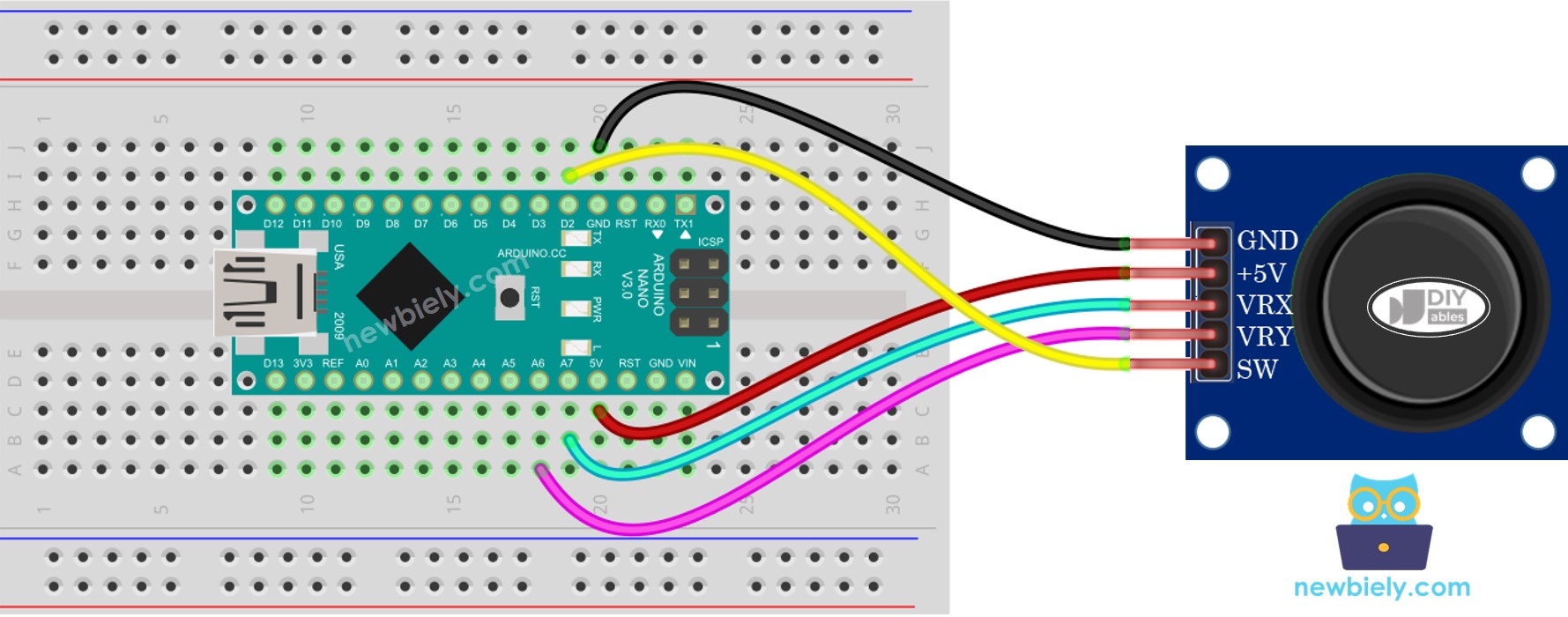 Arduino Nano Joystick wiring diagram