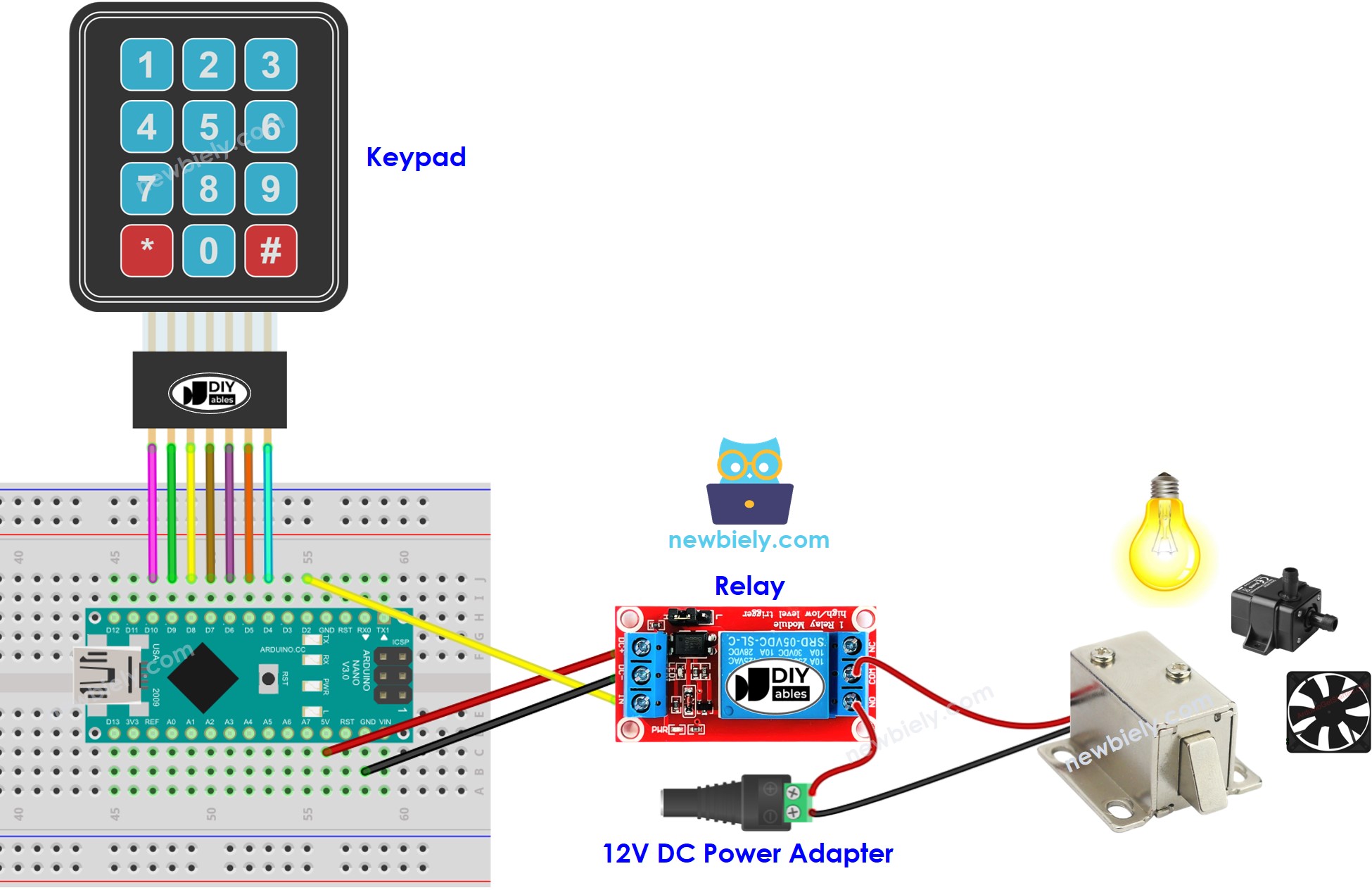 Arduino Nano keypad relay wiring diagram