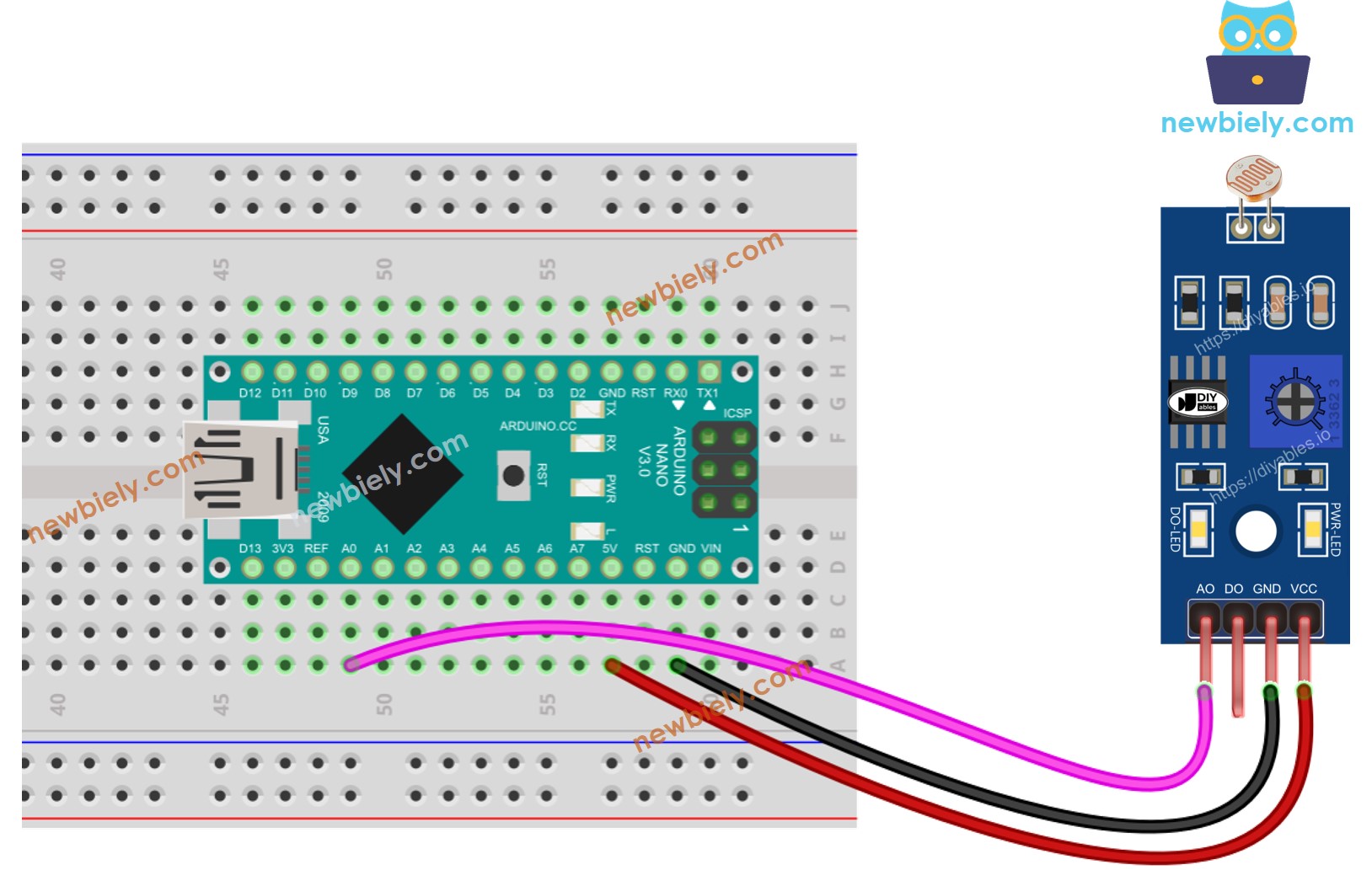 Arduino Nano LDR Module wiring diagram