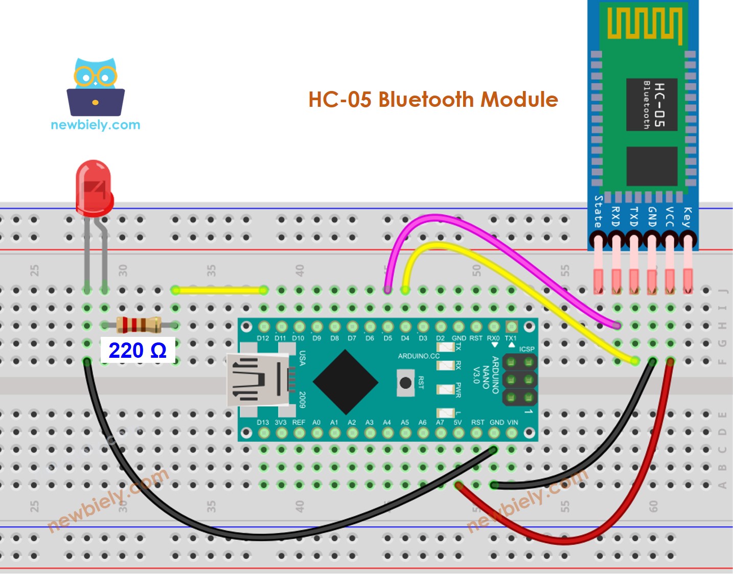 Arduino Nano LED Bluetooth wiring diagram