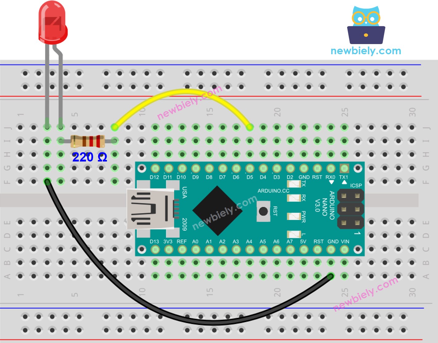 Arduino Nano LED wiring diagram