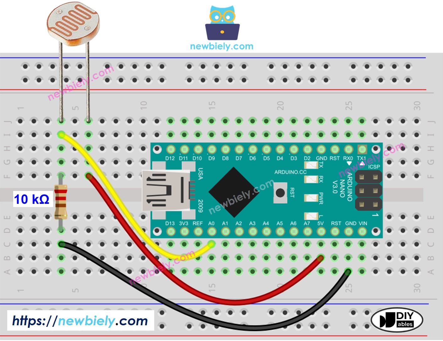 Arduino Nano Light Sensor wiring diagram