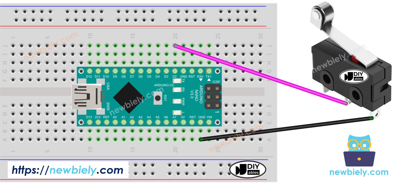 Arduino Nano Limit Switch wiring diagram