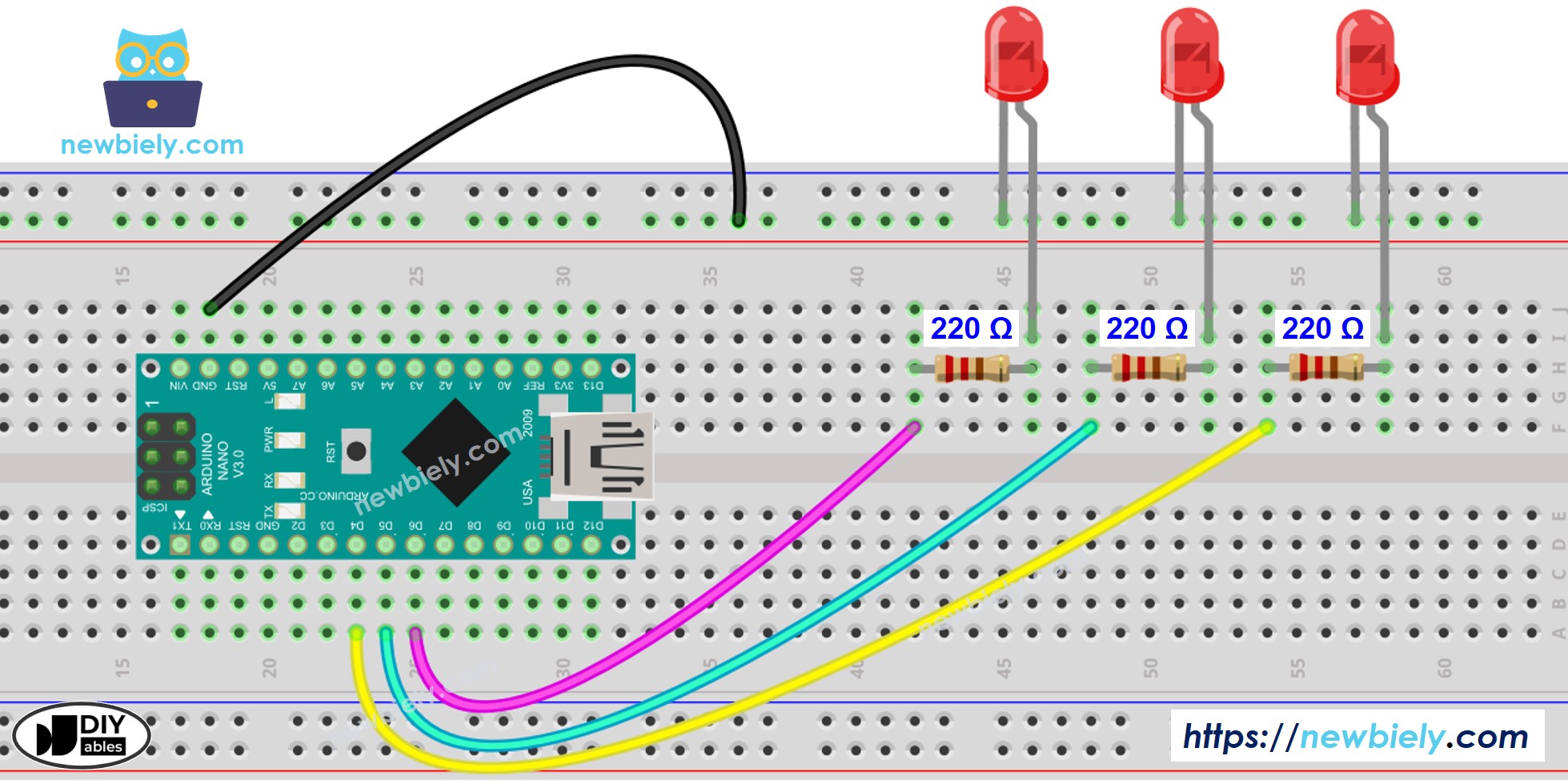 아두이노 나노 - 여러 LED 깜박임 | Arduino Nano - Blink multiple LED