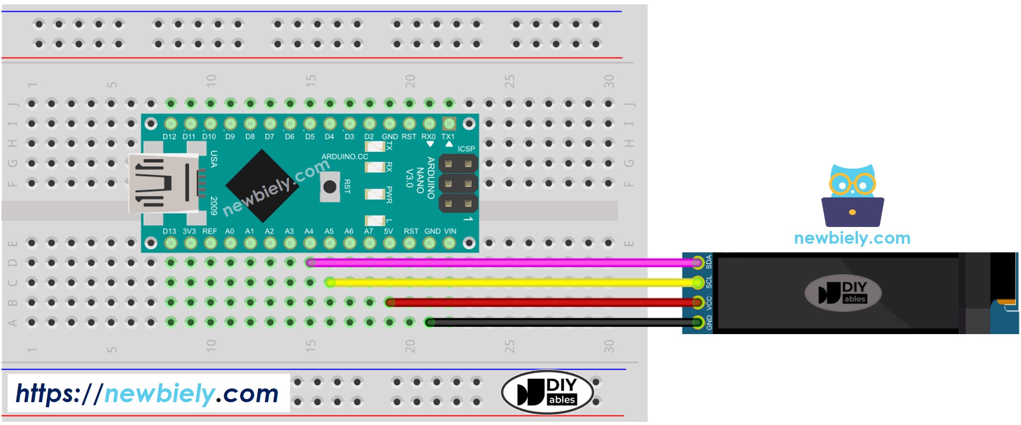 Arduino Nano OLED 128x32 wiring diagram