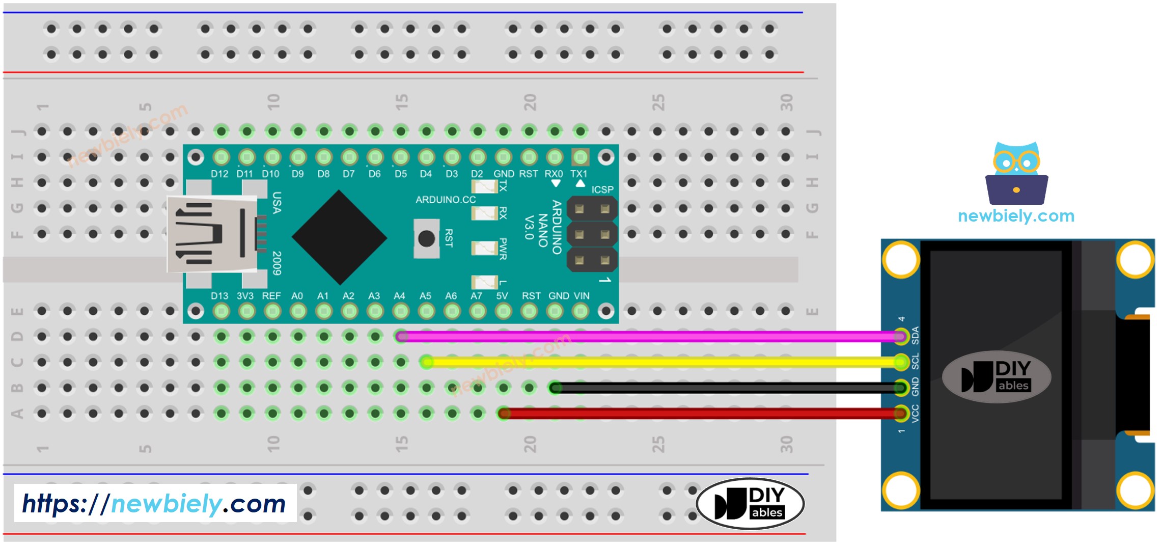 Arduino Nano OLED wiring diagram