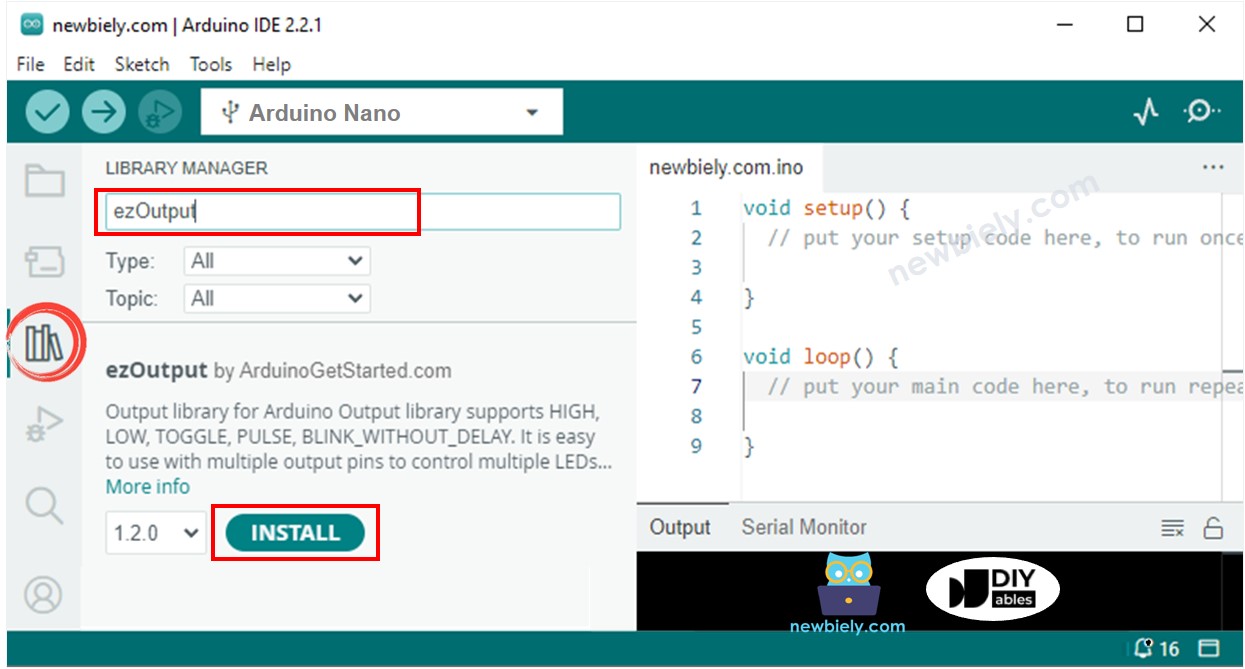 Arduino Nano output library