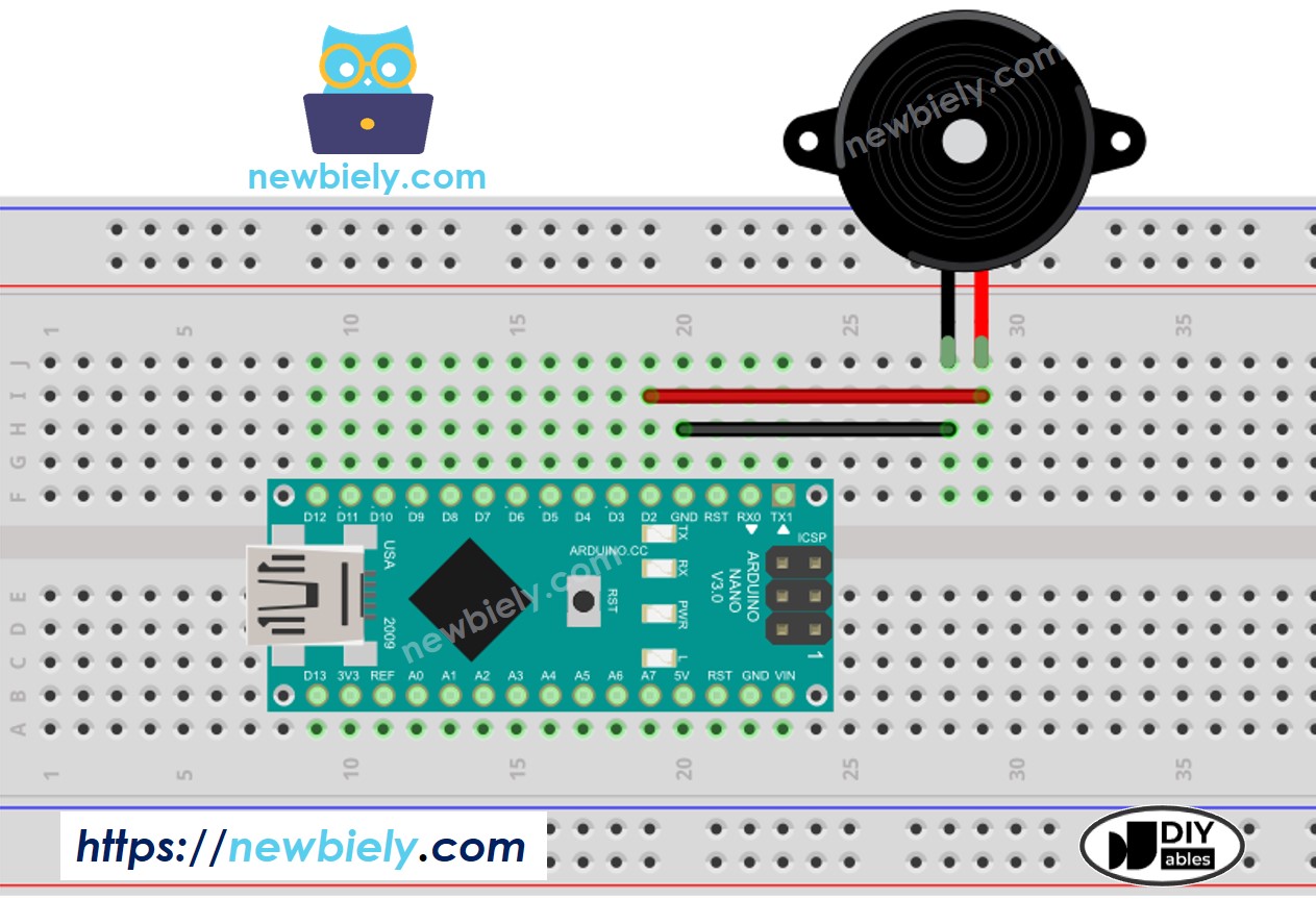 Arduino Nano Piezo Buzzer wiring diagram