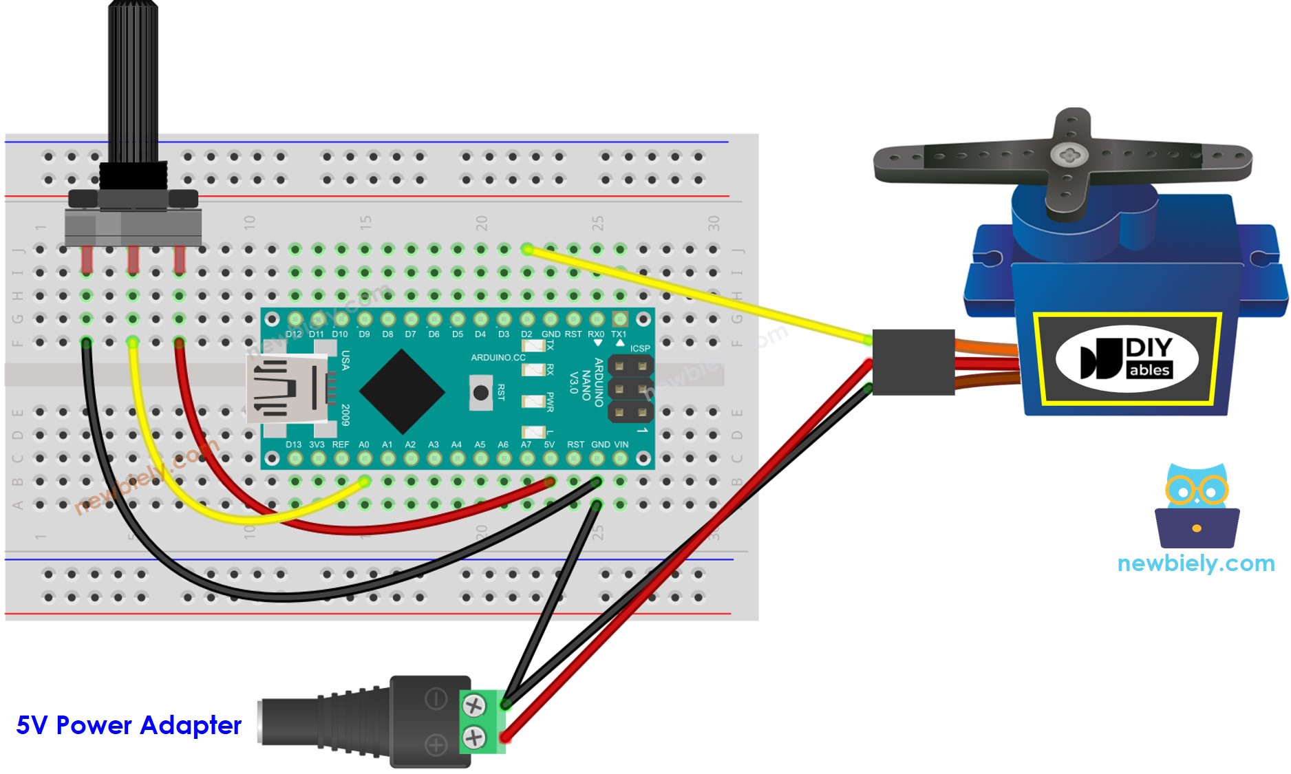 Arduino Nano Servo Motor Potentiometer Wiring Diagram