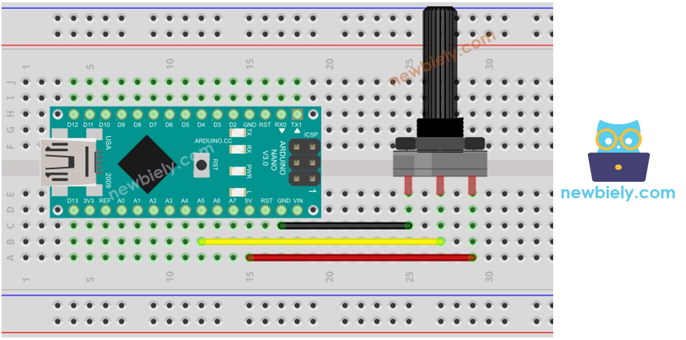 Arduino Nano Potentiometer wiring diagram