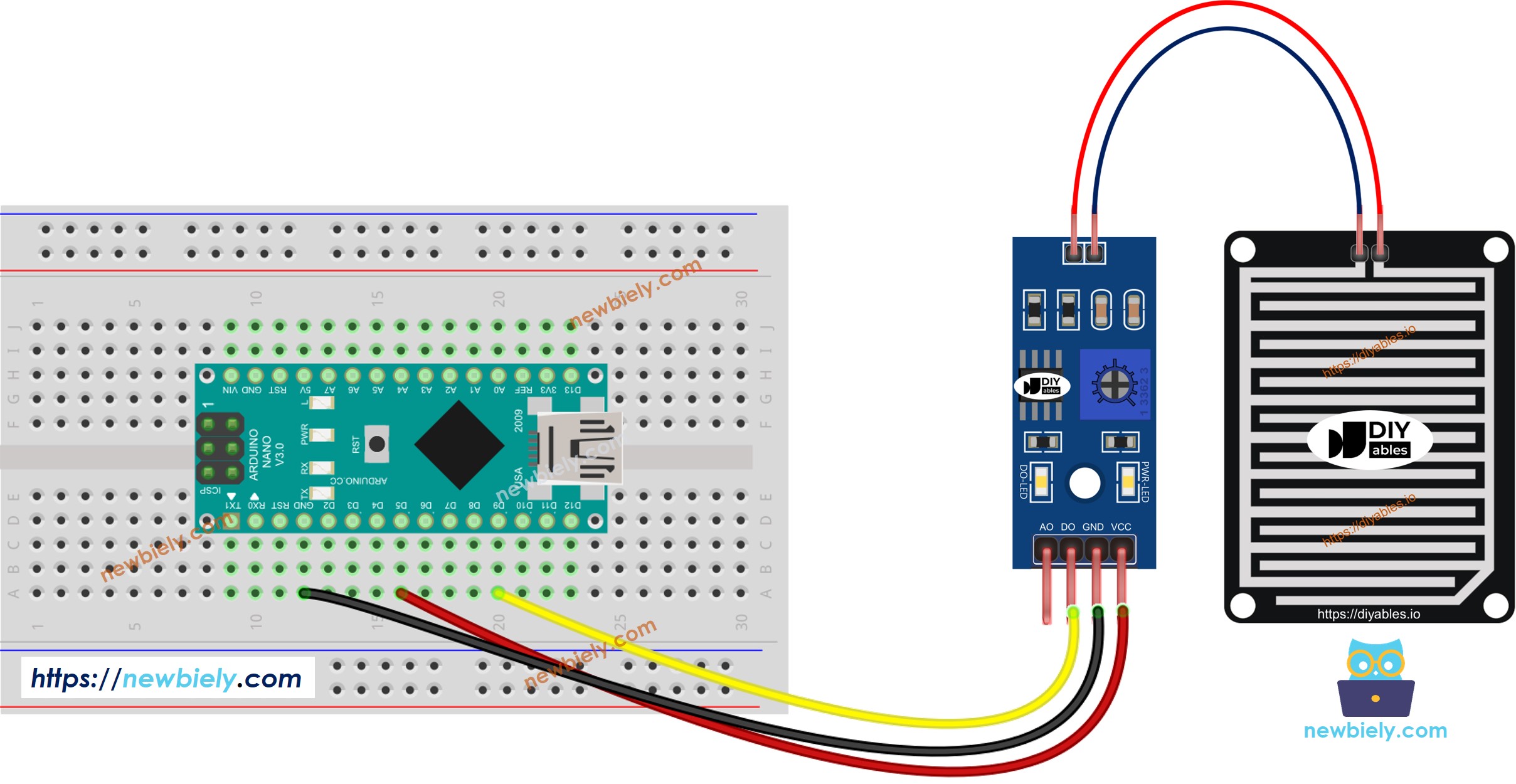 Arduino Nano rain sensor wiring diagram