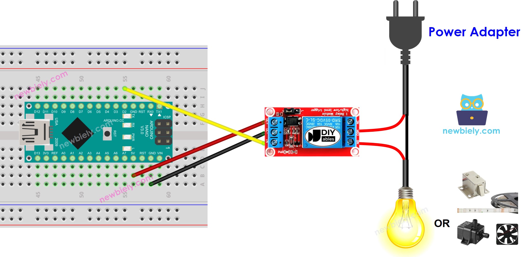 Arduino Nano Relay wiring diagram