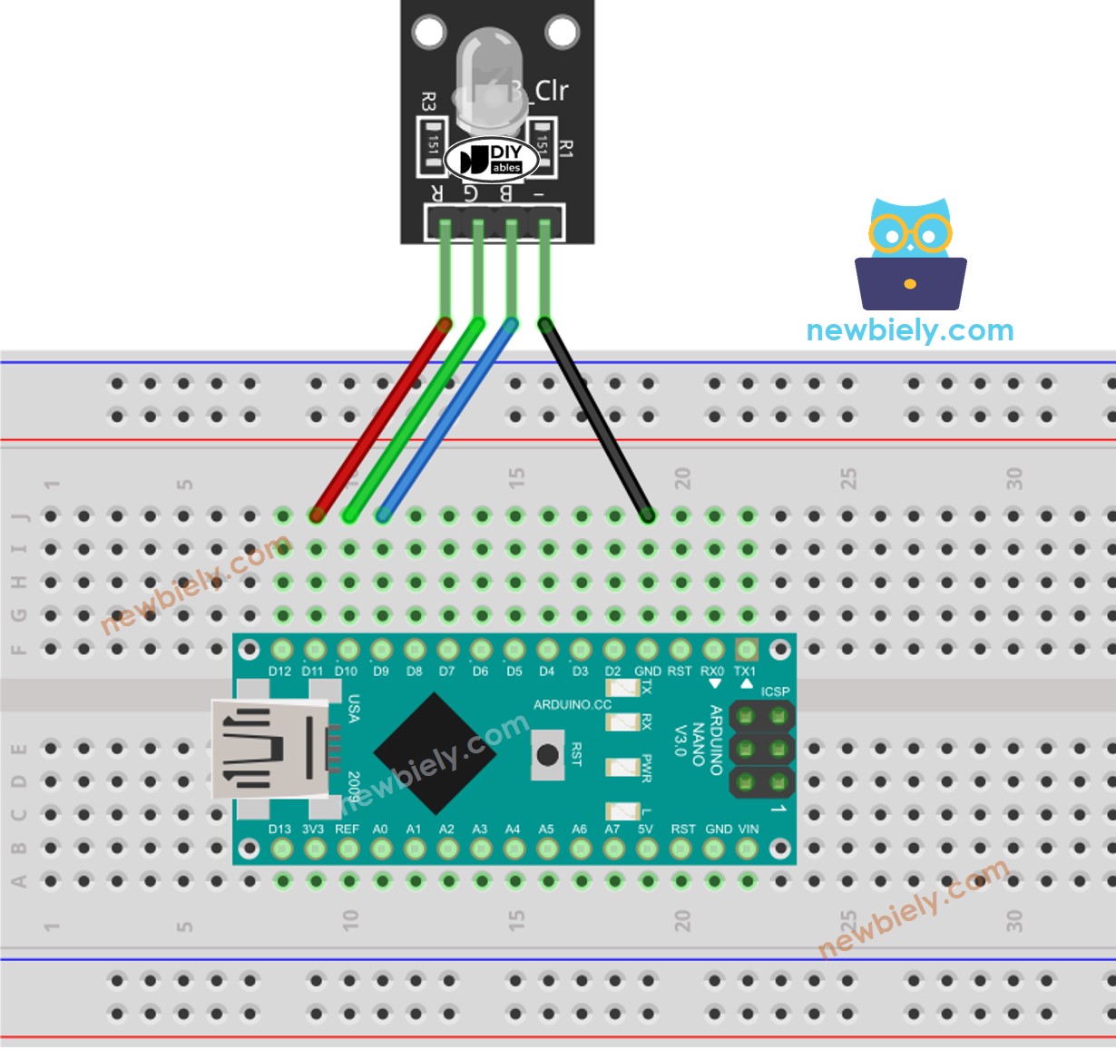 Arduino Nano RGB LED module wiring diagram