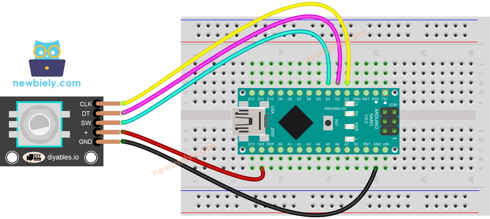 Arduino Nano rotary encoder Wiring Diagram